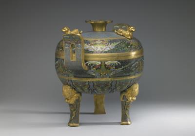 图片[3]-Copper ding-type tripod incense burner in cloisonne enamels, Qing dynasty (1644-1911)-China Archive